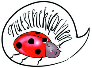 ein Marienkäfer steckt in einer Sprechblase zusammen mit dem Wort "Mutschekiepchen".